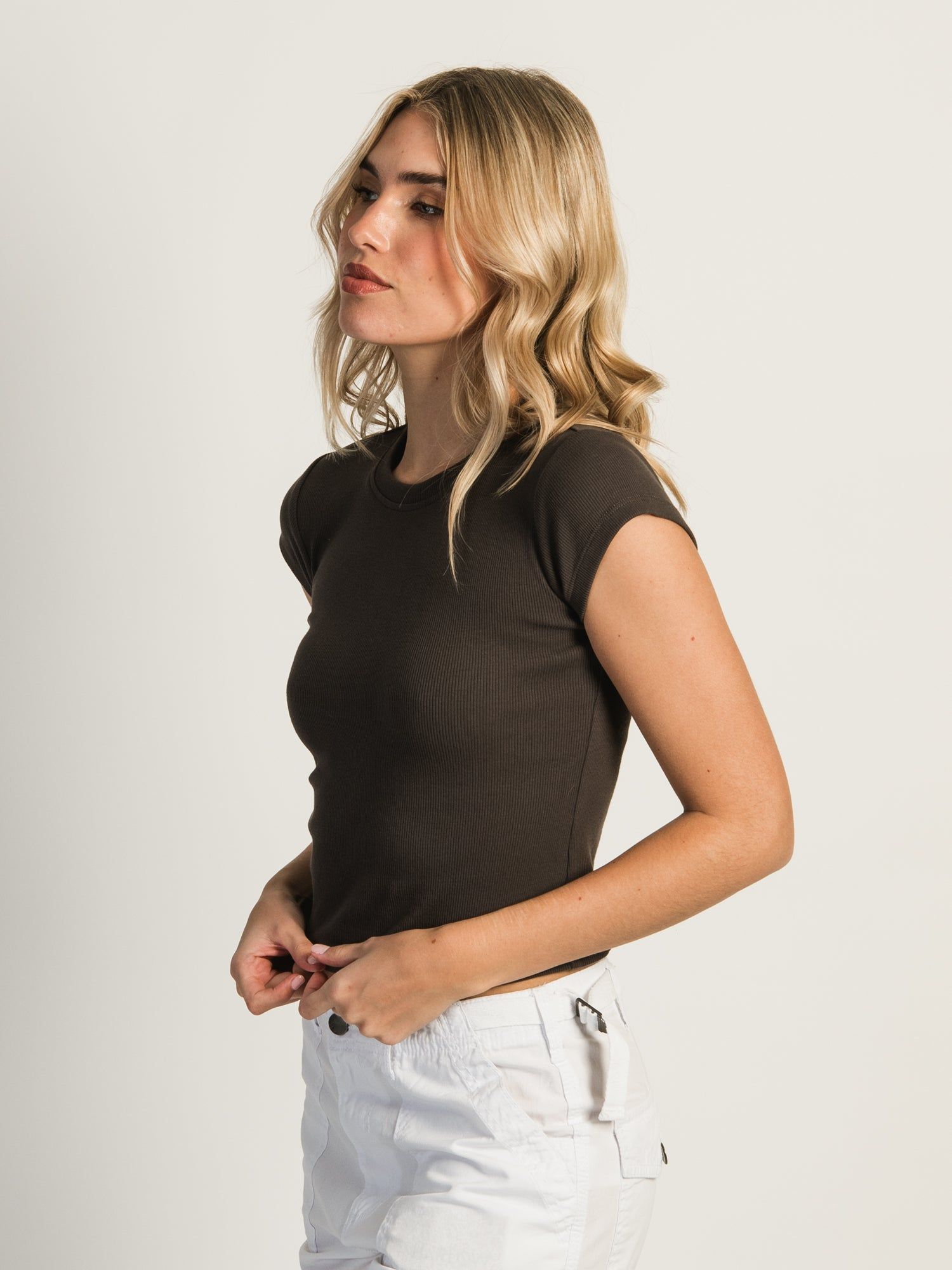 HARLOW RIBBED BABY TEE - CHARCOAL sold by Harlow product image thumbnail 2