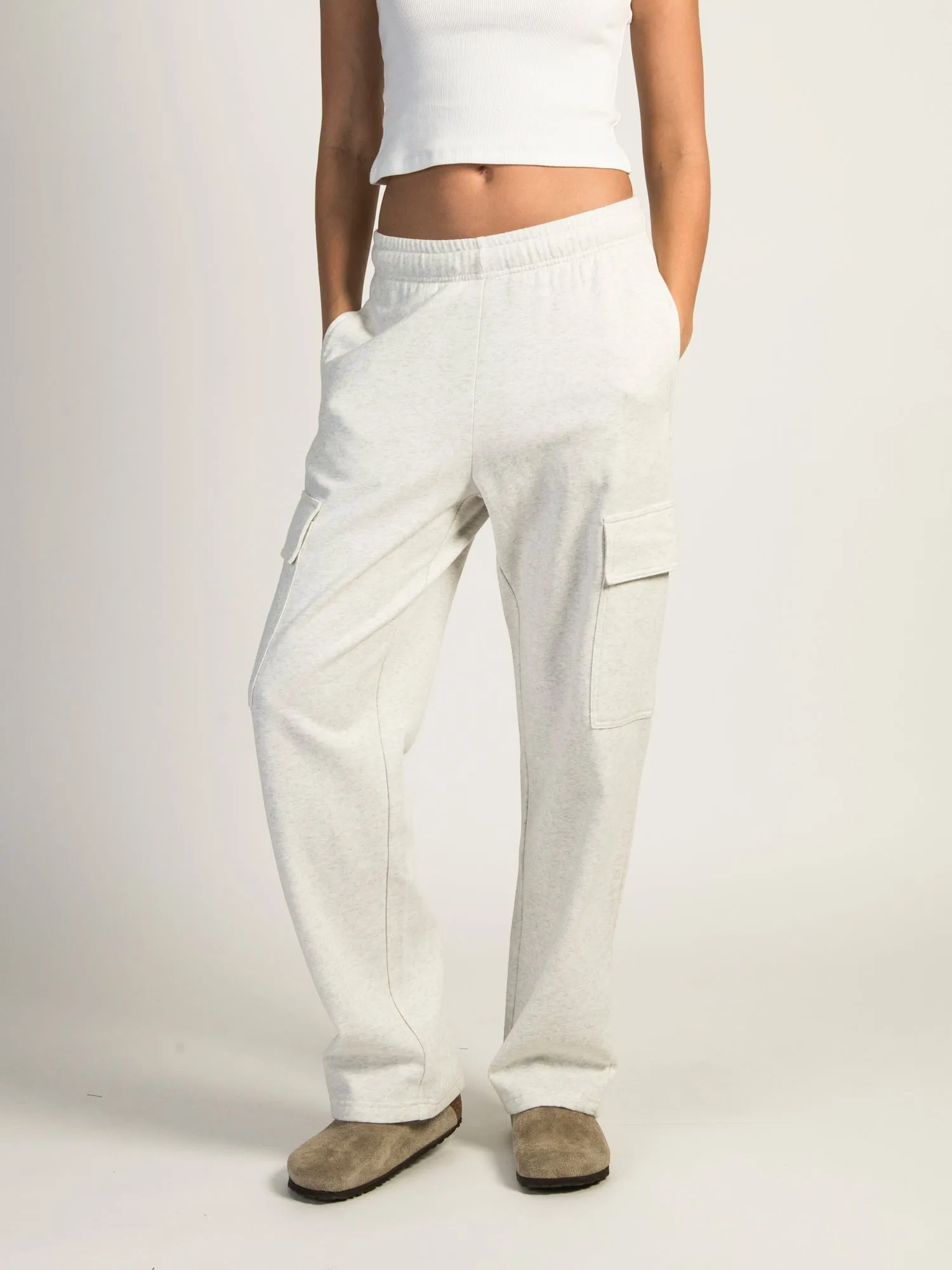 HARLOW ANDI CARGO MELANGE SWEATPANTS - HEATHER CLOUD WHITE sold by Harlow