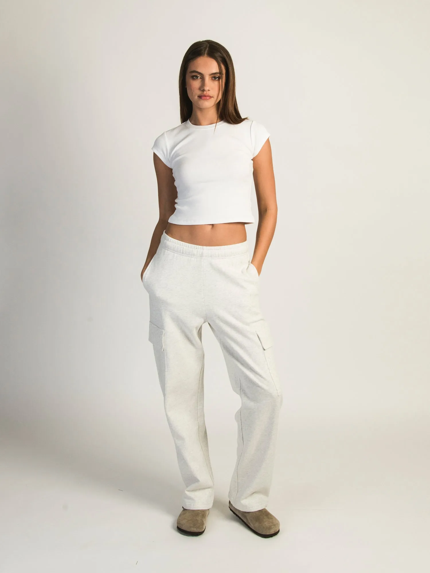 HARLOW ANDI CARGO MELANGE SWEATPANTS - HEATHER CLOUD WHITE sold by Harlow product image thumbnail 2