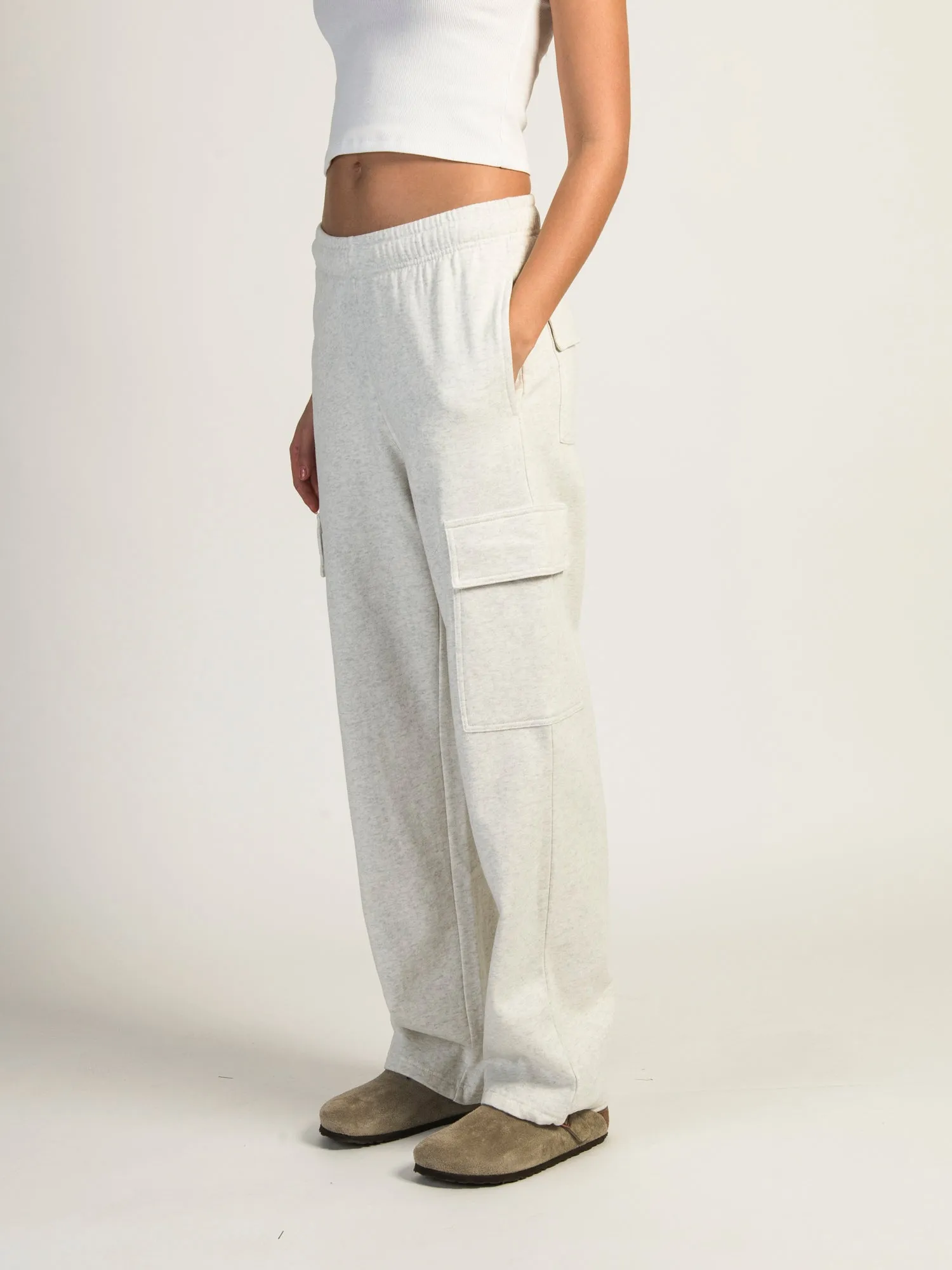 HARLOW ANDI CARGO MELANGE SWEATPANTS - HEATHER CLOUD WHITE sold by Harlow product image thumbnail 3