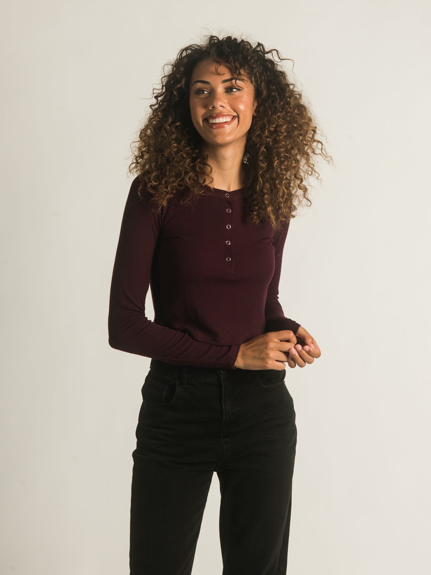 HARLOW MERCEDES LONG SLEEVE HENLEY sold by Harlow