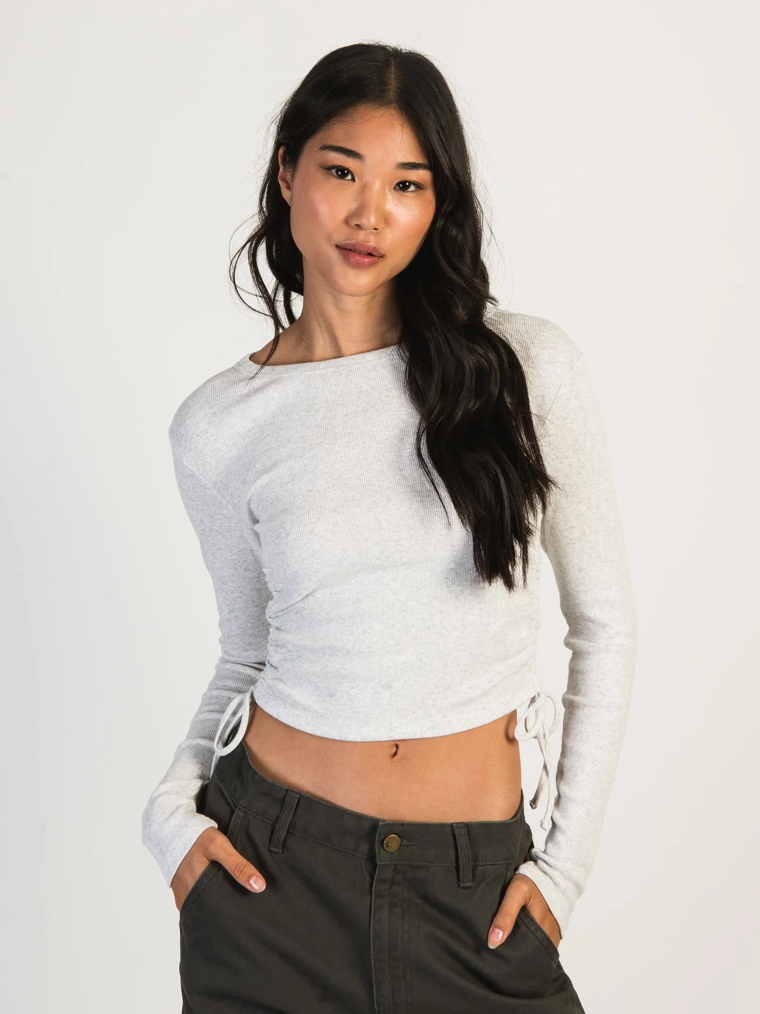 HARLOW RACHEL MELANGE RUCHED LONG SLEEVE - CLOUD sold by Harlow
