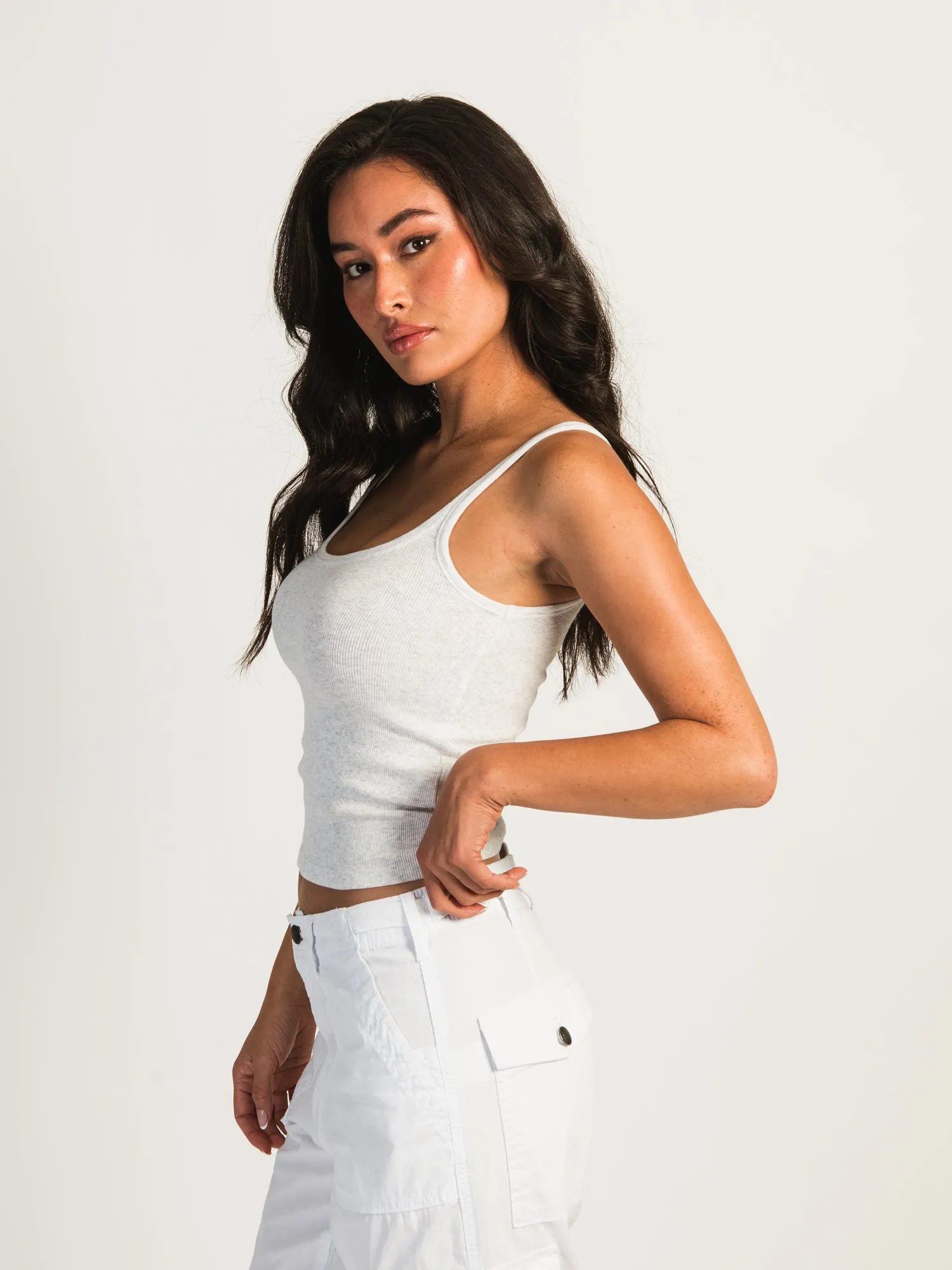 HARLOW SARAH MELANGE TANK - HEATHER CLOUD WHITE sold by Harlow product image thumbnail 4