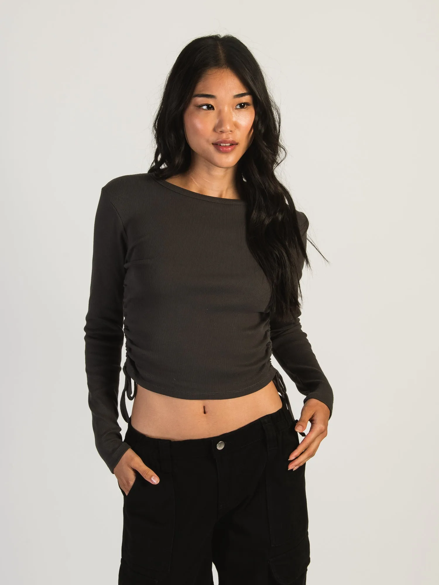 HARLOW RACHEL RUCHED LONG SLEEVE - CHARCOAL sold by Harlow