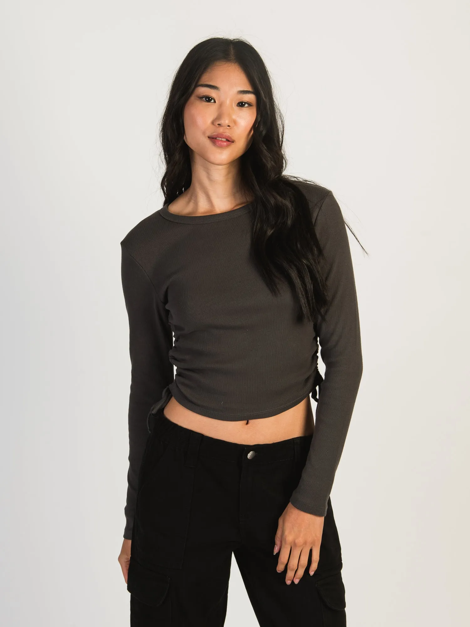 HARLOW RACHEL RUCHED LONG SLEEVE - CHARCOAL sold by Harlow product image thumbnail 2