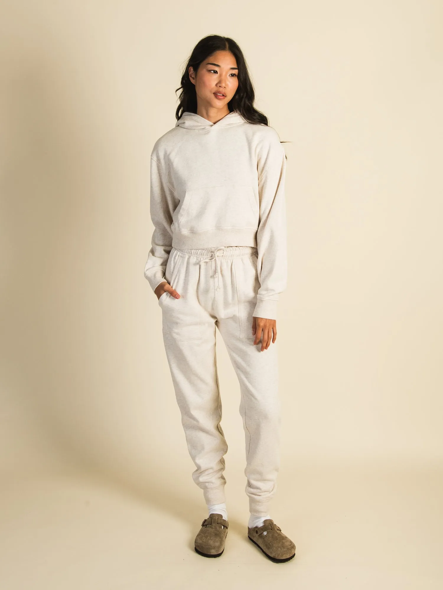 HARLOW HIGH RISE MELANGE FLEECE JOGGER - OATMEAL sold by Harlow product image thumbnail 2