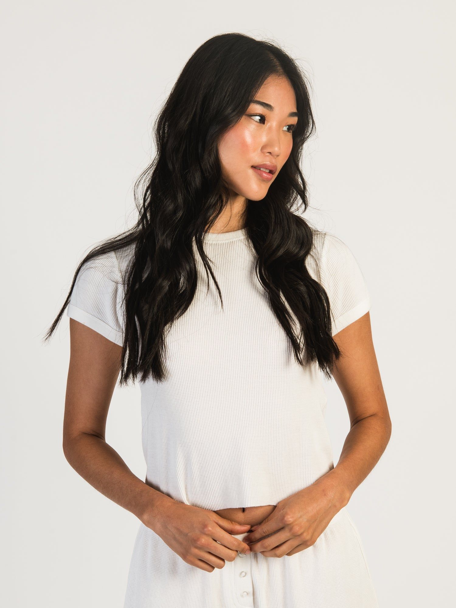 HARLOW ALLIE WAFFLE T-SHIRT - CREAM sold by Harlow product image thumbnail 2