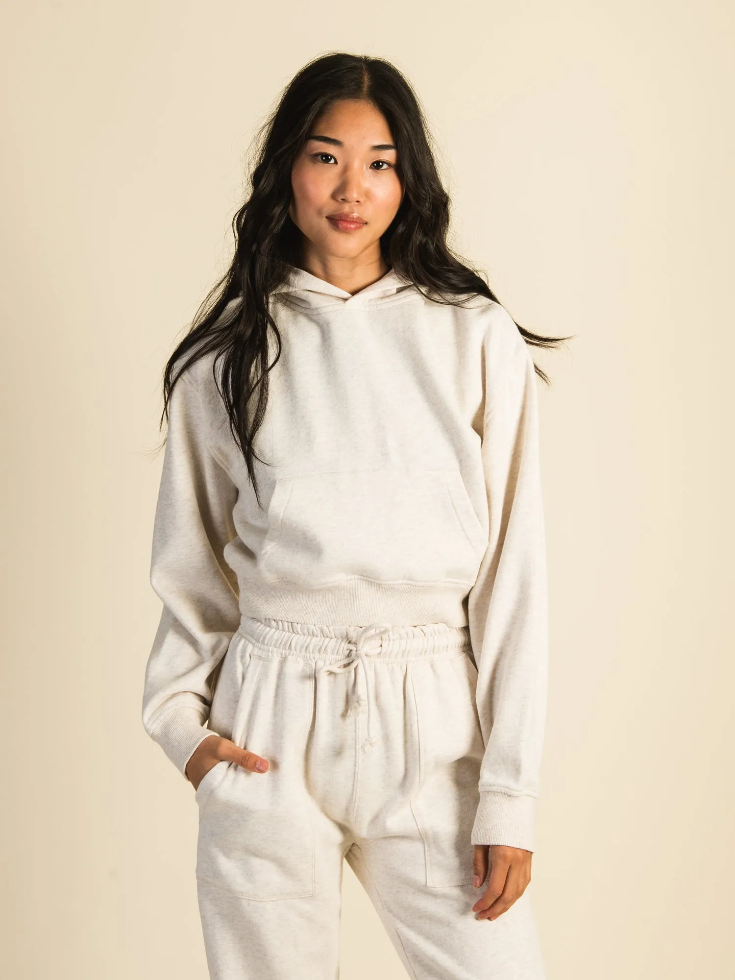 HARLOW BRE POPOVER MELANGE HOODIE - OATMEAL sold by Harlow