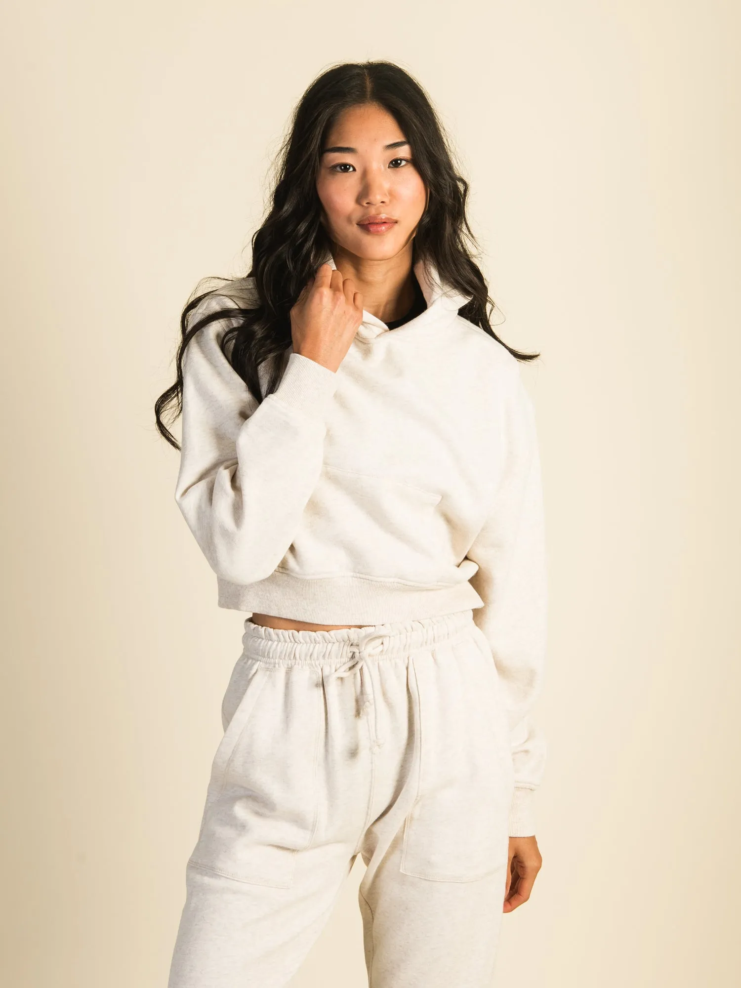 HARLOW BRE POPOVER MELANGE HOODIE - OATMEAL sold by Harlow product image thumbnail 2