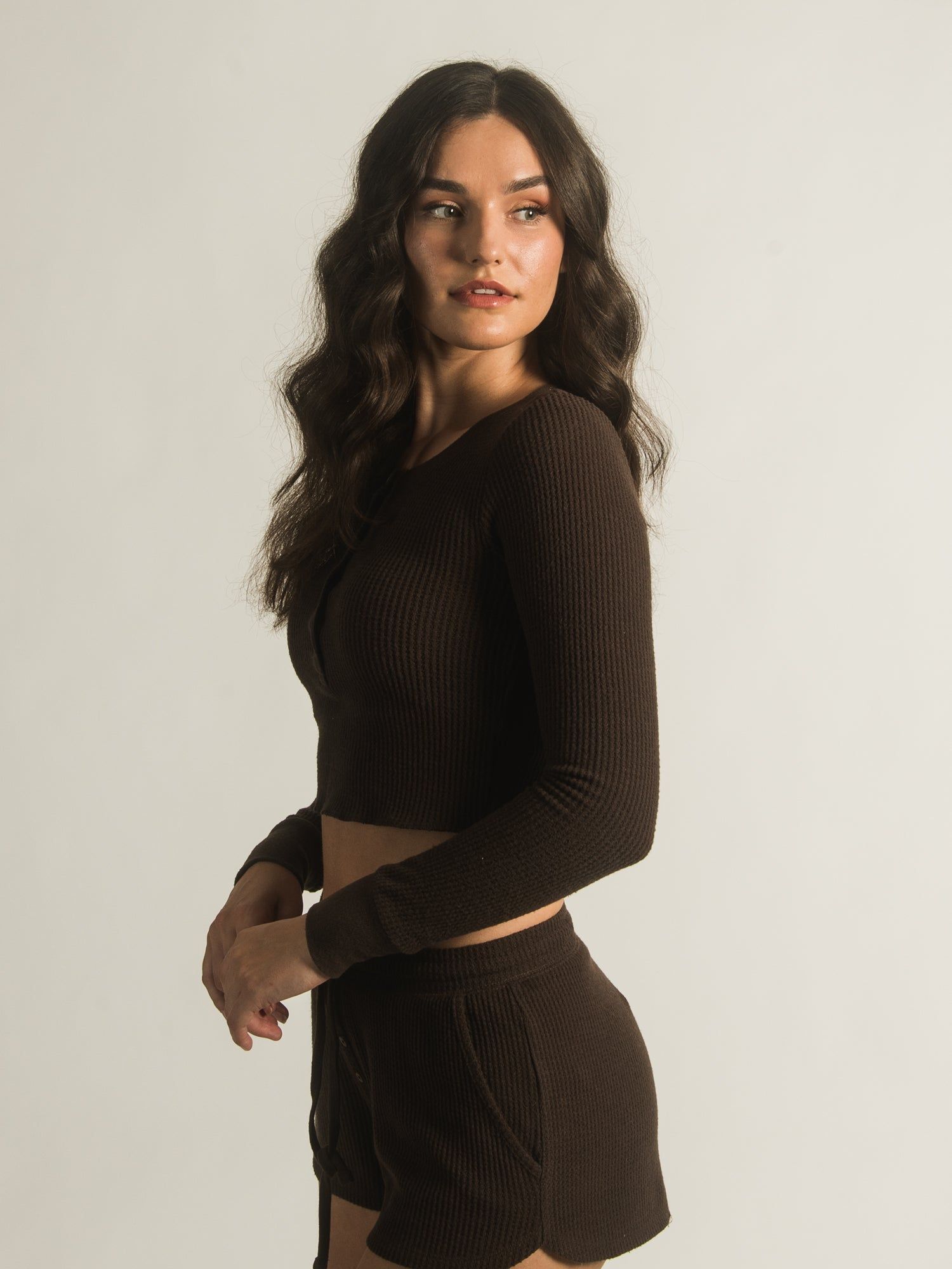 HARLOW WAFFLE LONG SLEEVE HENLEY sold by Harlow product image thumbnail 3