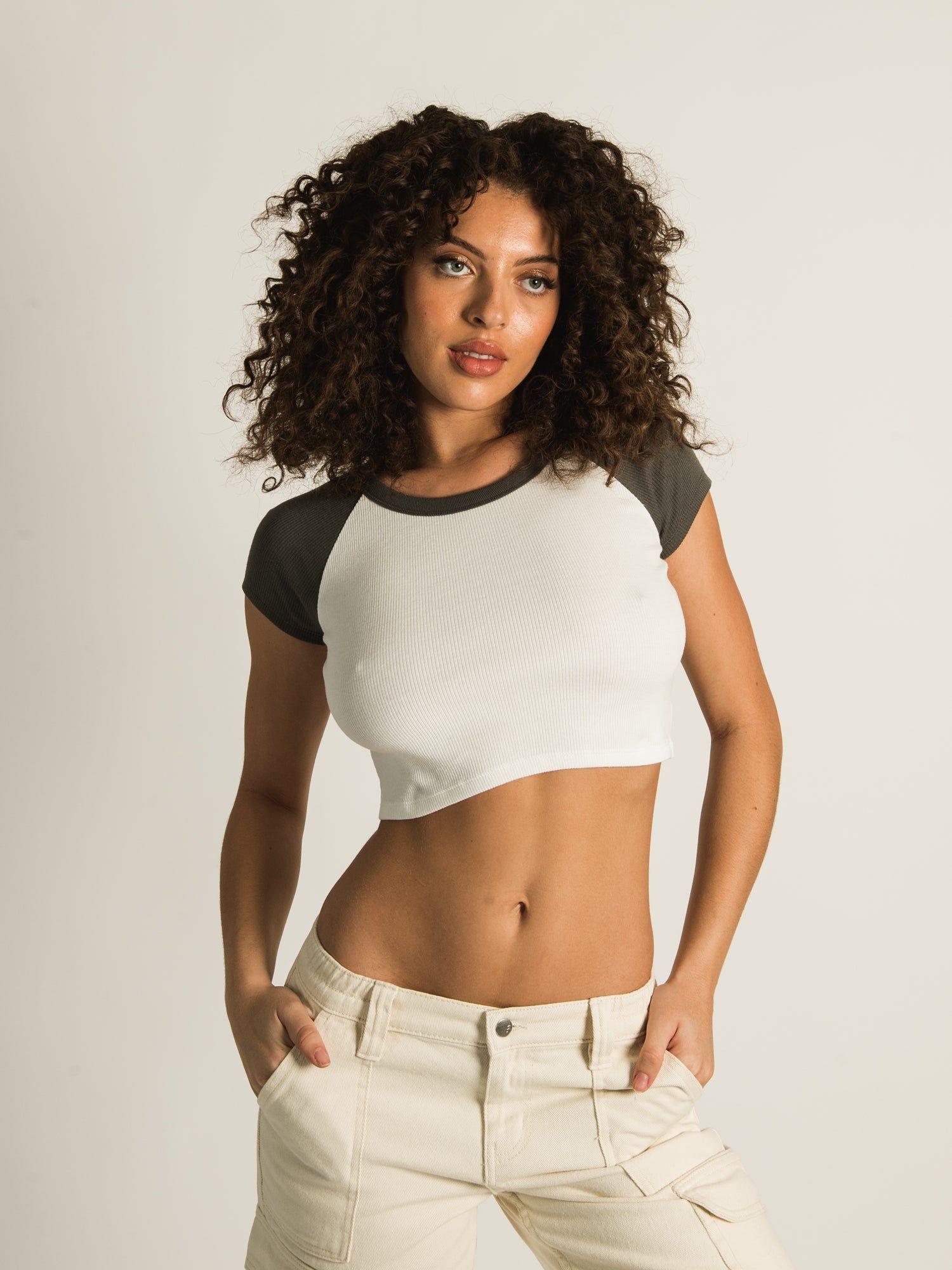 HARLOW COLOURBLOCK SOLID RAGLAN TEE sold by Harlow