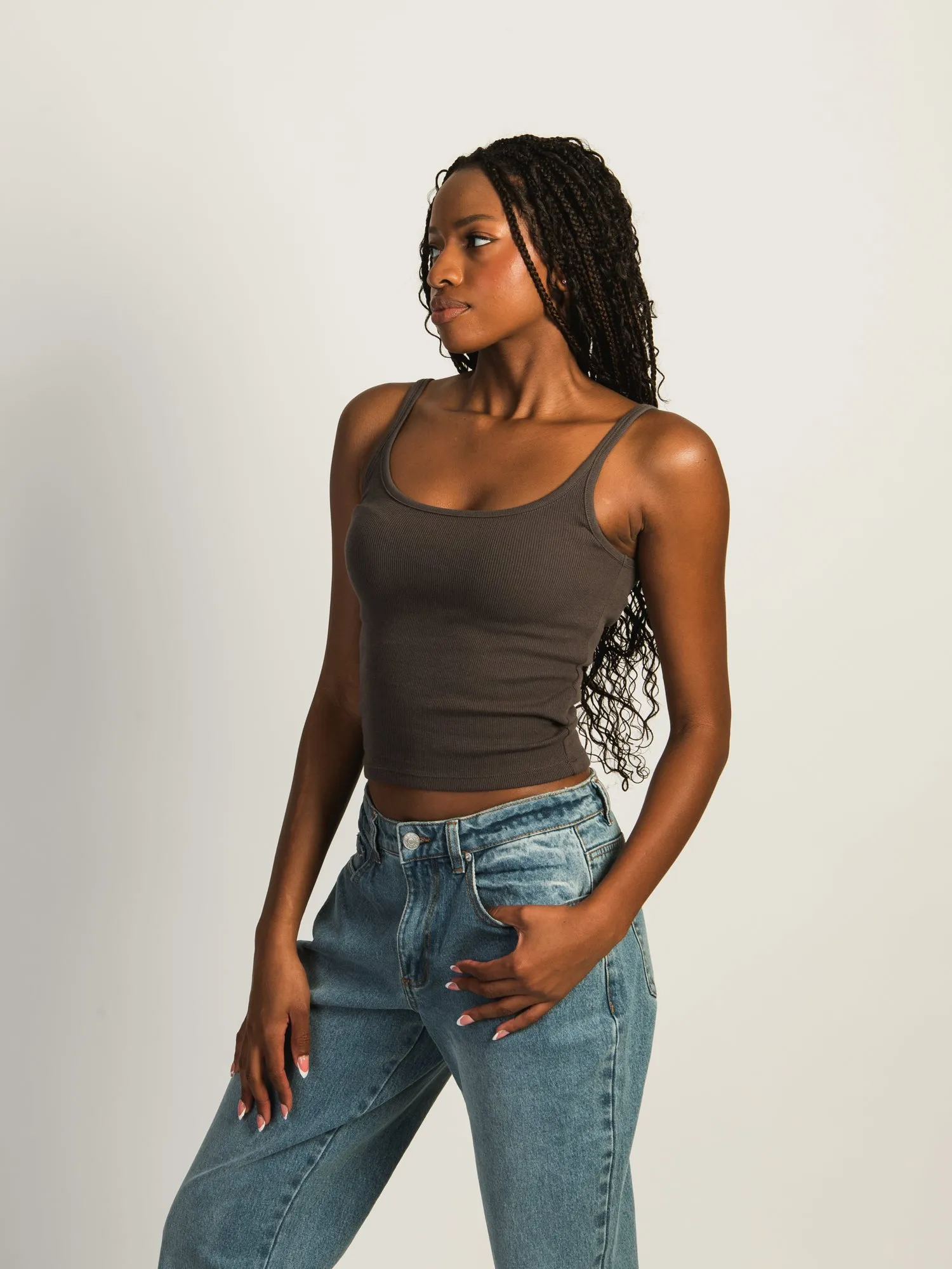 HARLOW ESSENTIAL RIBBED TANK TOP - CHARCOAL sold by Harlow product image thumbnail 2
