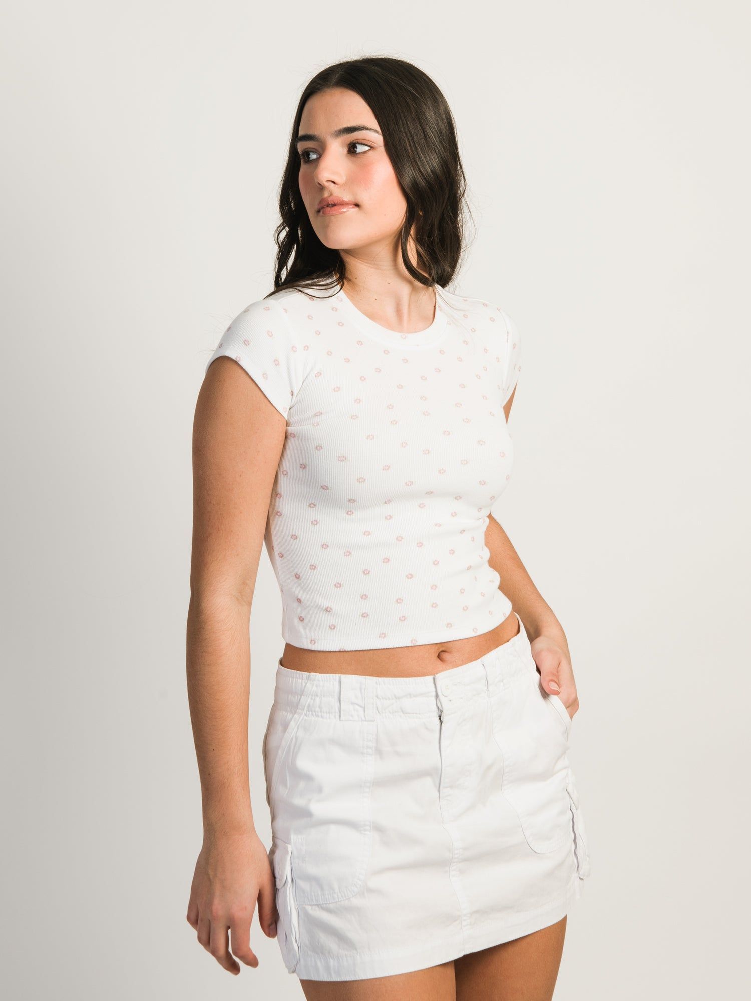 HARLOW DITSY RIBBED BABY TEE - BABY PINK sold by Harlow product image thumbnail 2