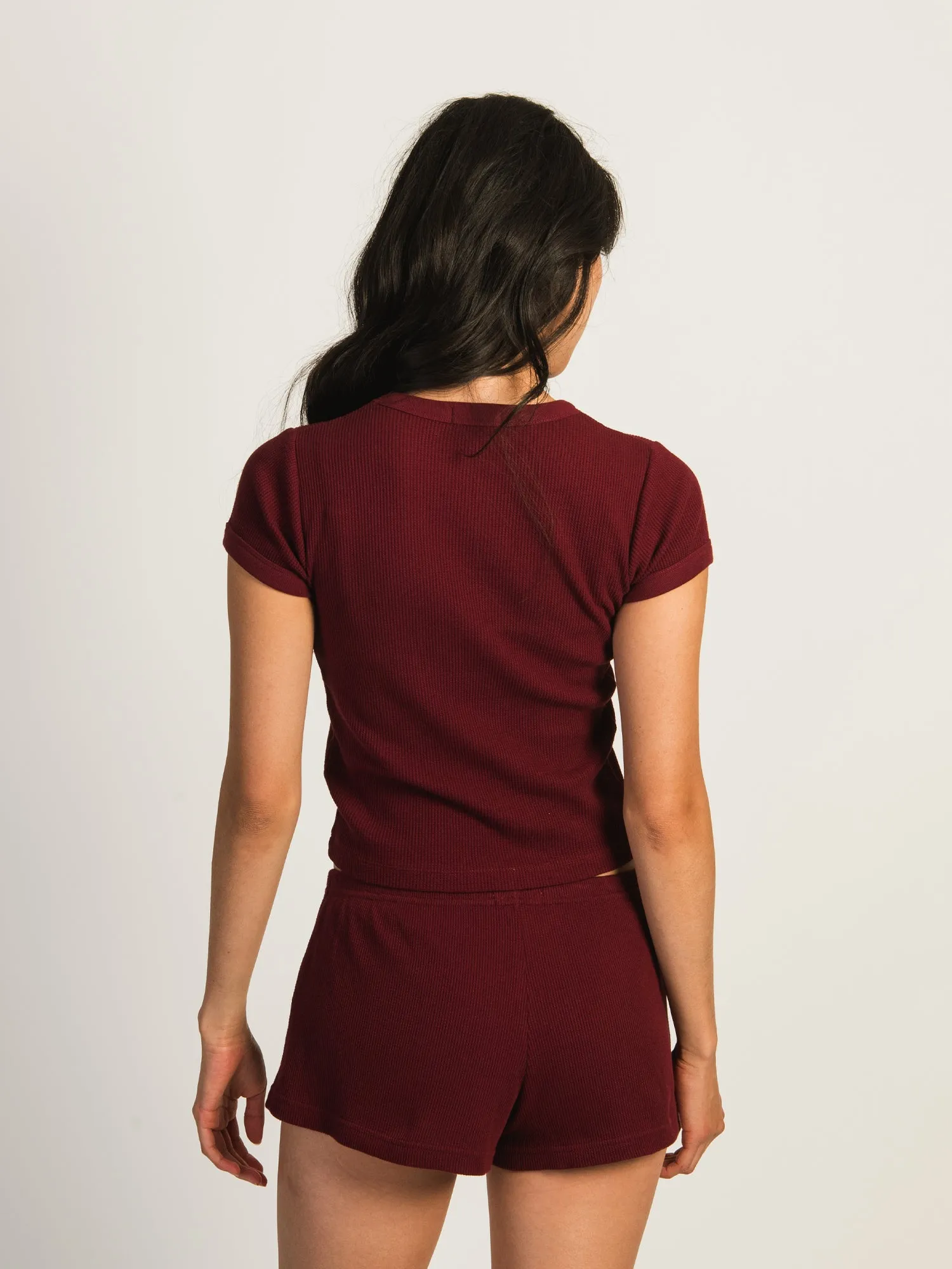 HARLOW ALLIE WAFFLE TEE - BURGUNDY sold by Harlow product image thumbnail 3