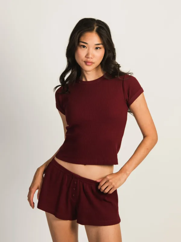 HARLOW ALLIE WAFFLE TEE - BURGUNDY made by Harlow
