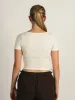 HARLOW SQUARE NECK SEAMLESS T-SHIRT - CREAM sold by Harlow