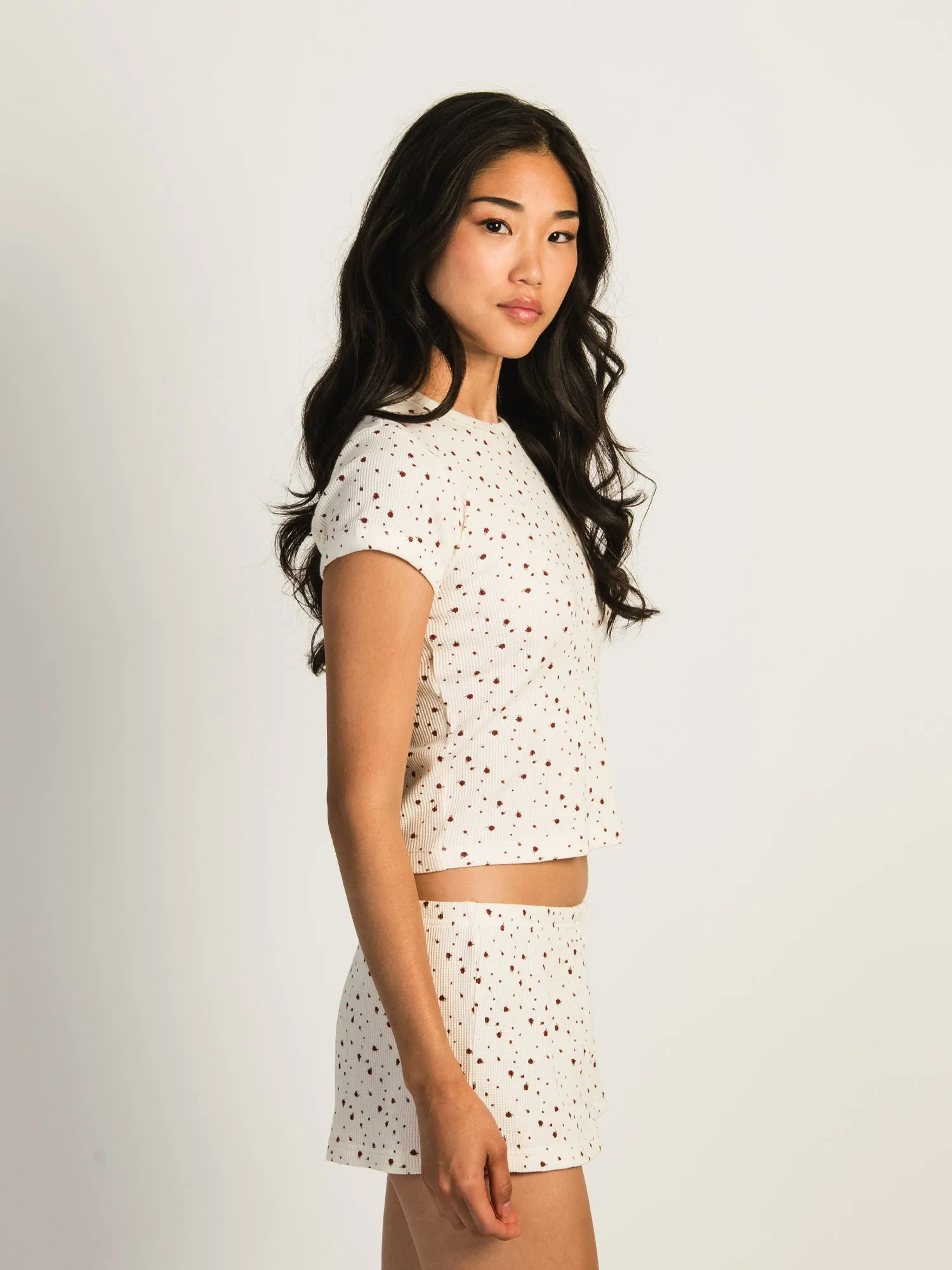 HARLOW ALLIE DITSY WAFFLE TEE - OFF WHITE sold by Harlow product image thumbnail 2