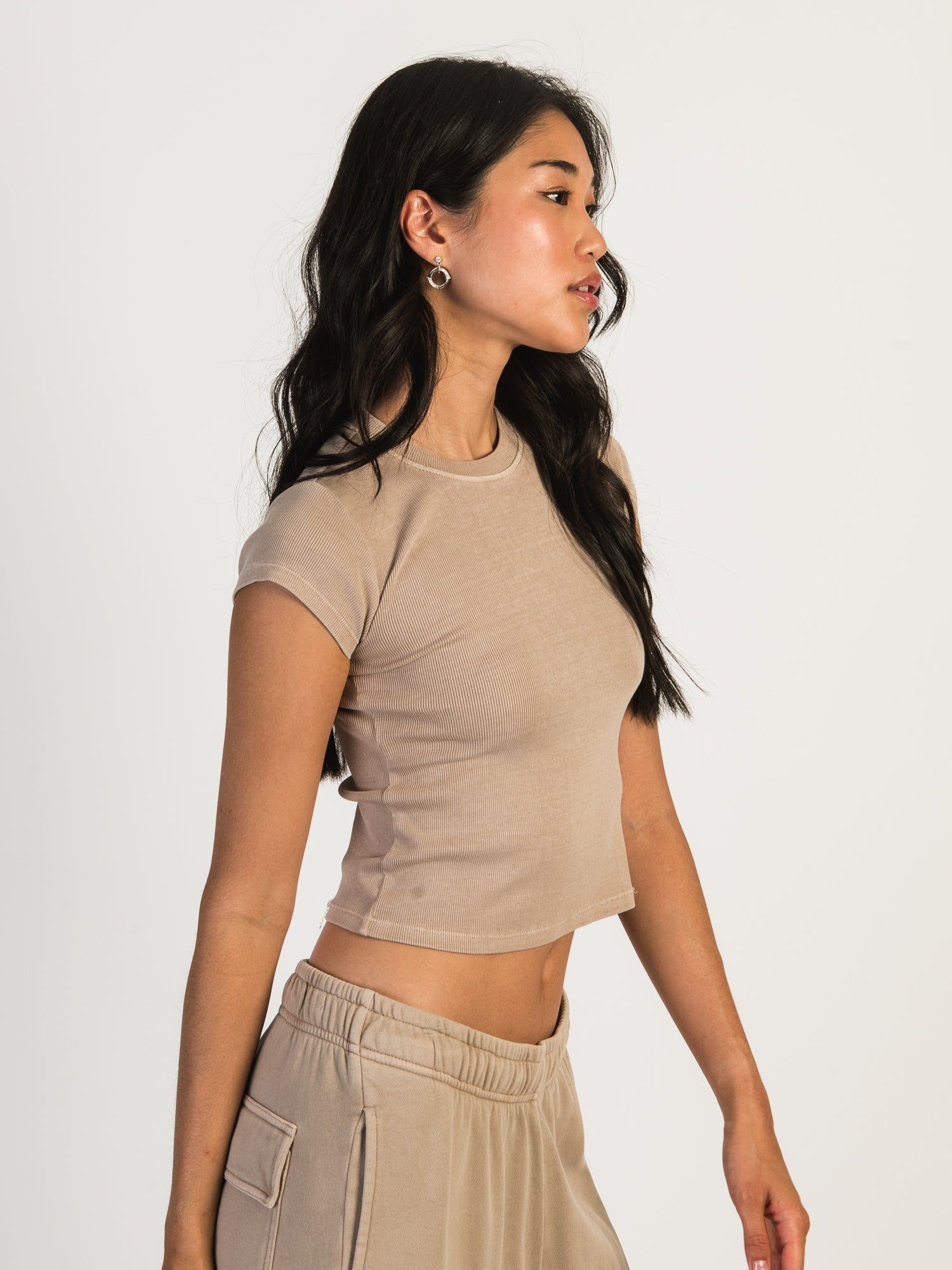 HARLOW RIBBED SHORT SLEEVE BABY TEE - MOCHA sold by Harlow product image thumbnail 3