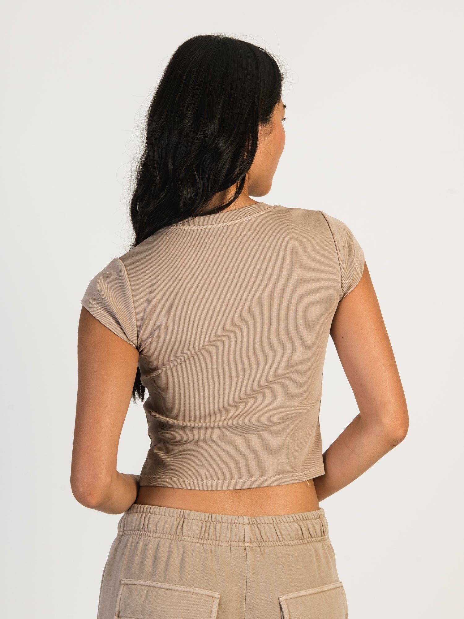 HARLOW RIBBED SHORT SLEEVE BABY TEE - MOCHA sold by Harlow product image thumbnail 4