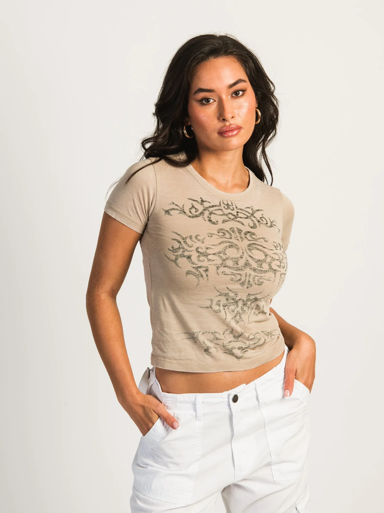 HARLOW STEVIE TEE - BEIGE sold by Harlow product image thumbnail 2
