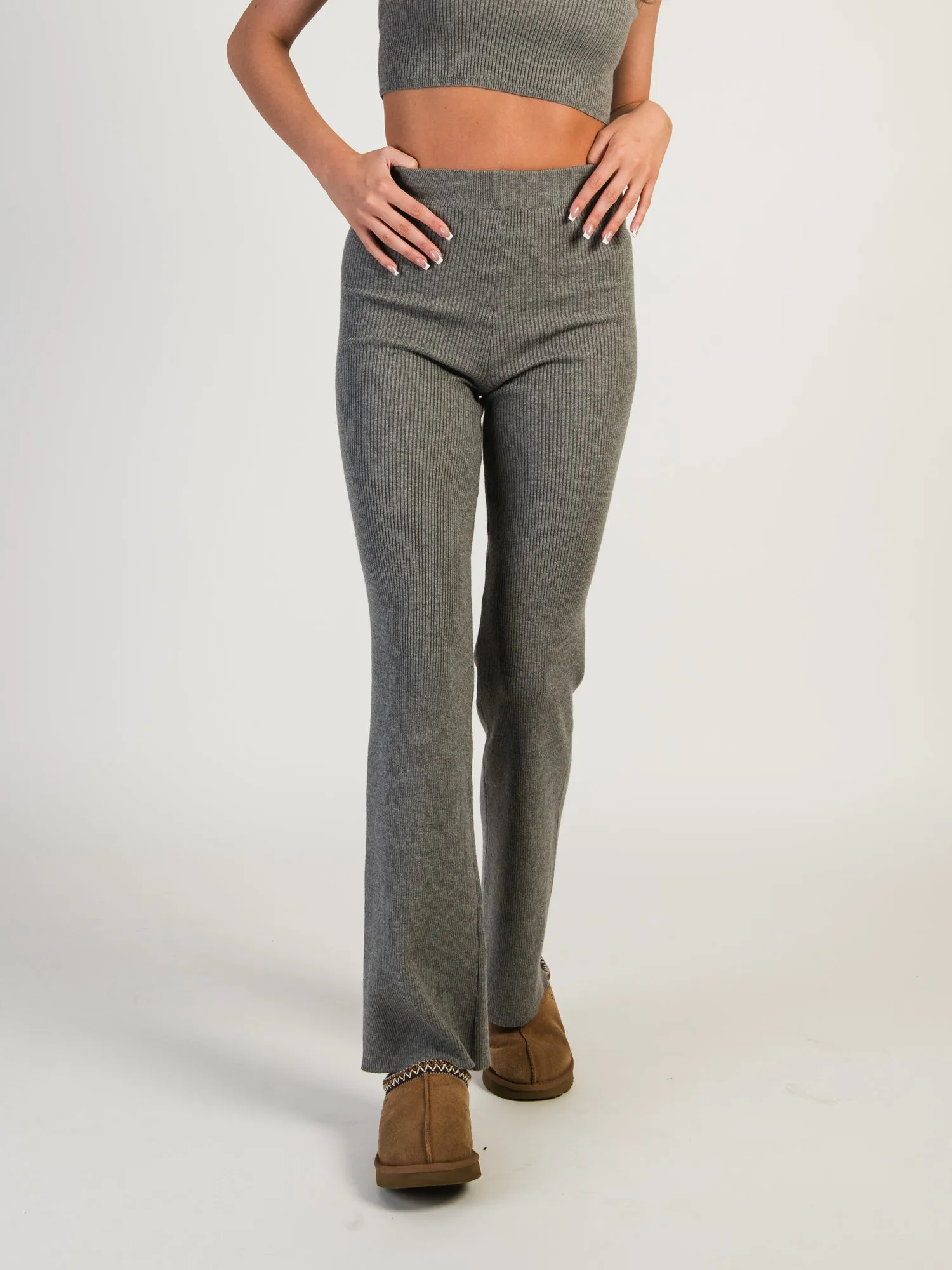 HARLOW HOLLY RIBBED PANT - CHARCOAL sold by Harlow