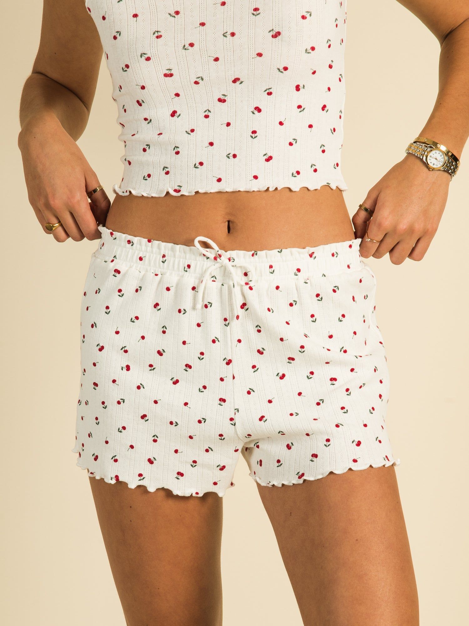 HARLOW POINTELLE RUFFLE DITSY SHORT sold by Harlow