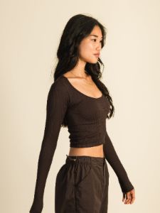 HARLOW SEAMLESS LONG SLEEVE SQUARE NECK - CHOCOLATE sold by Harlow