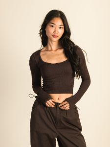 HARLOW SEAMLESS LONG SLEEVE SQUARE NECK - CHOCOLATE sold by Harlow