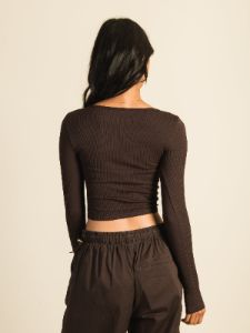 HARLOW SEAMLESS LONG SLEEVE SQUARE NECK - CHOCOLATE sold by Harlow