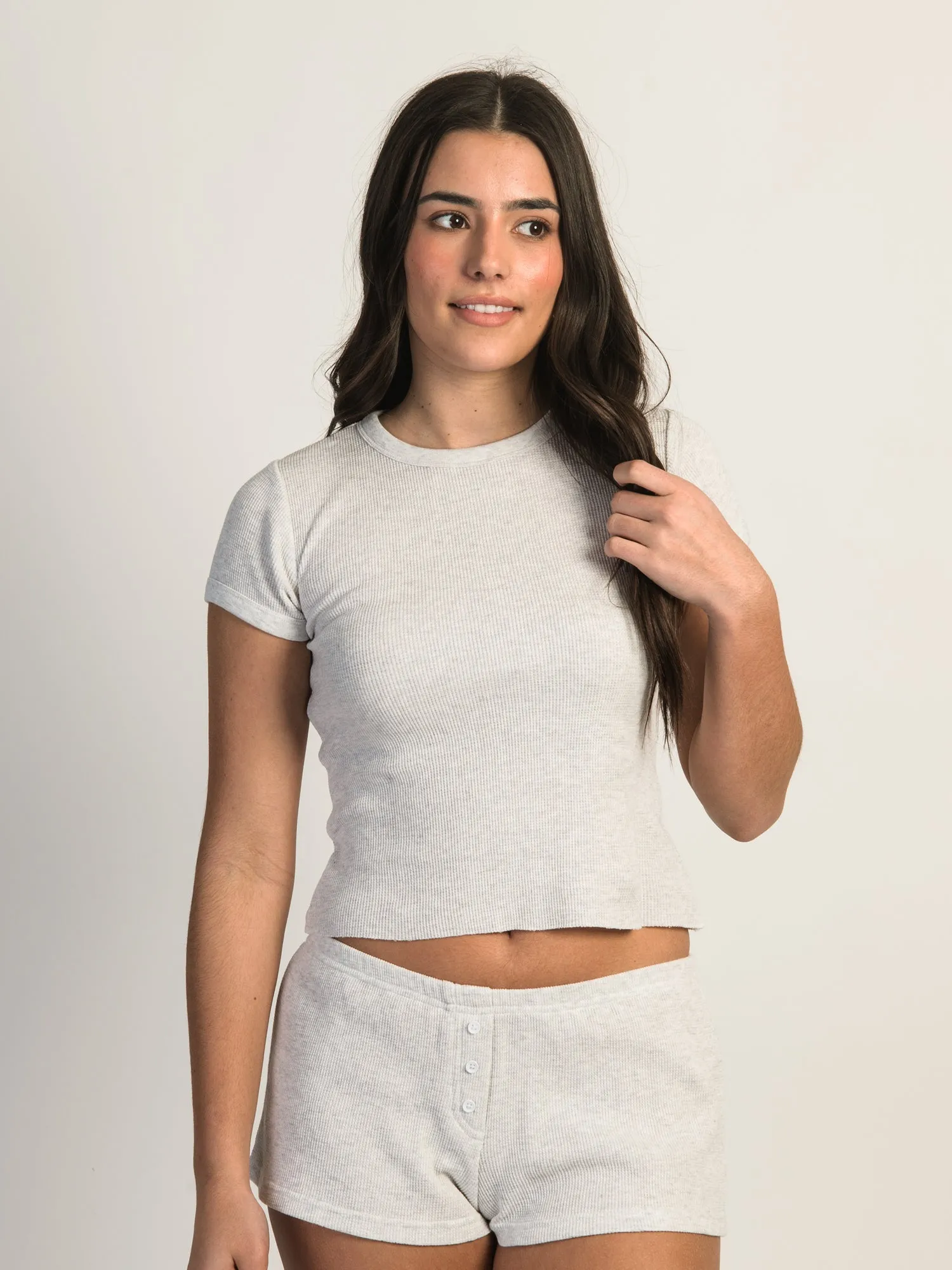 HARLOW ALLIE MELANGE WAFFLE TEE sold by Harlow