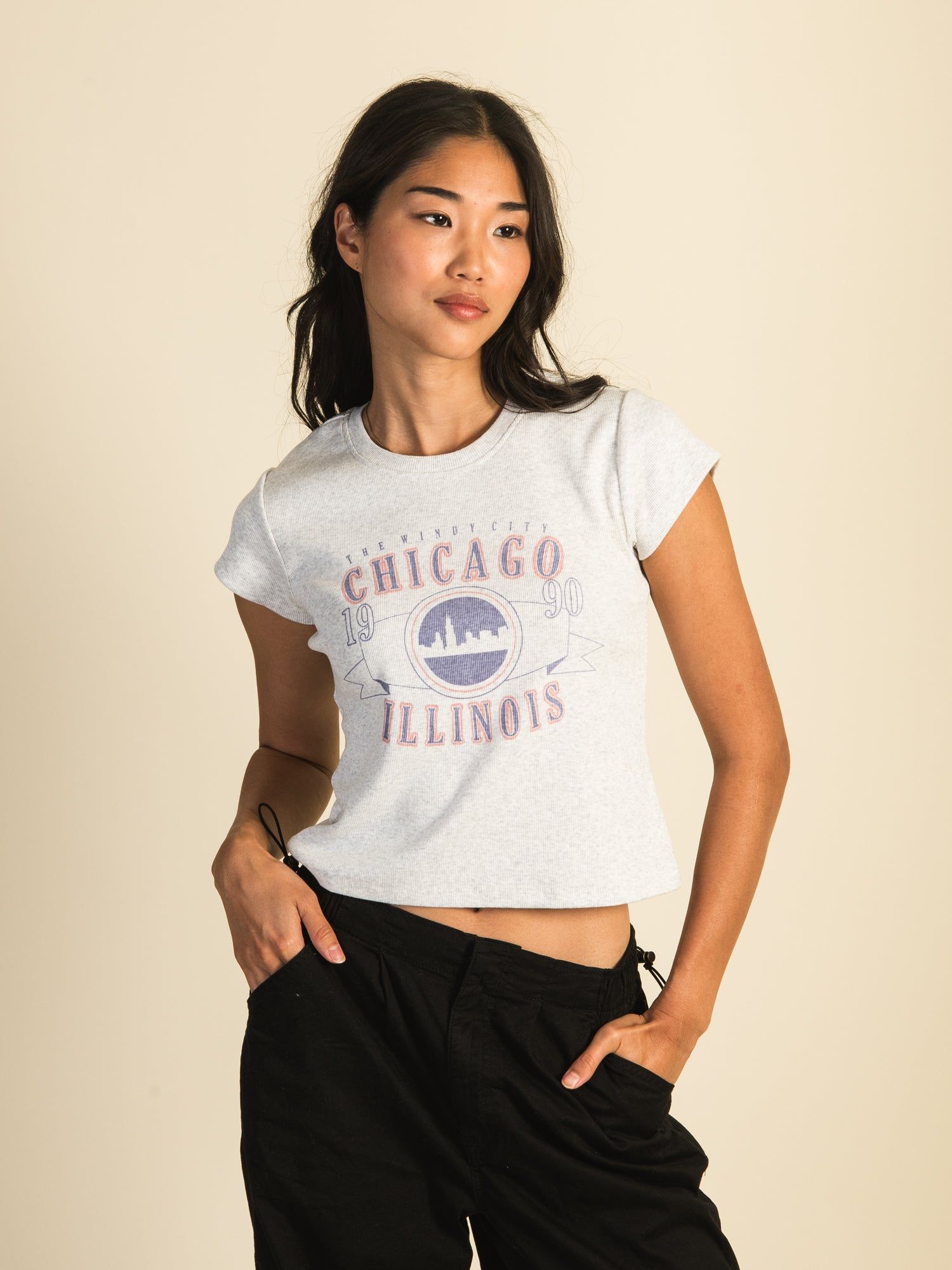 HARLOW RIBBED BABY MELANGE PRINT TEE - CLOUD sold by Harlow product image thumbnail 2