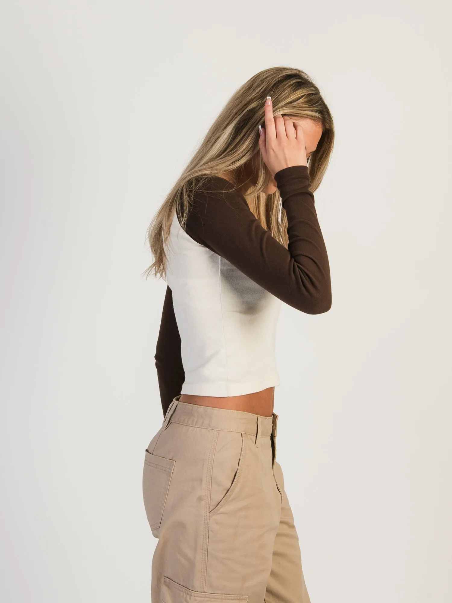 HARLOW BLAIR LONG SLEEVE RAGLAN - CHOCOLATE sold by Harlow product image thumbnail 2