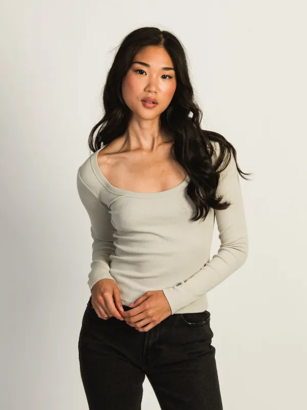 HARLOW ESSENTIAL LONG SLEEVE SCOOPNECK - ROCK sold by Harlow