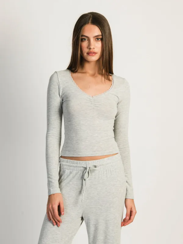 HARLOW ARABELLA MELANGE LONG SLEEVE - HEATHER GREY sold by Harlow