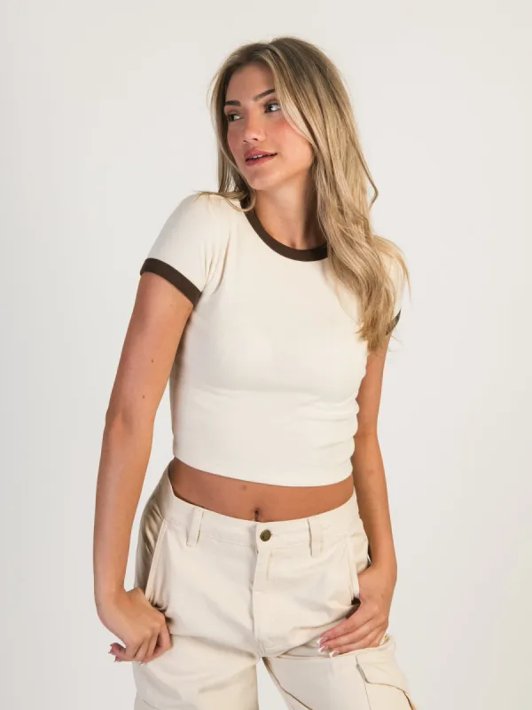 HARLOW CLARA SHORT SLEEVE RINGER TEE - CREAM sold by Harlow