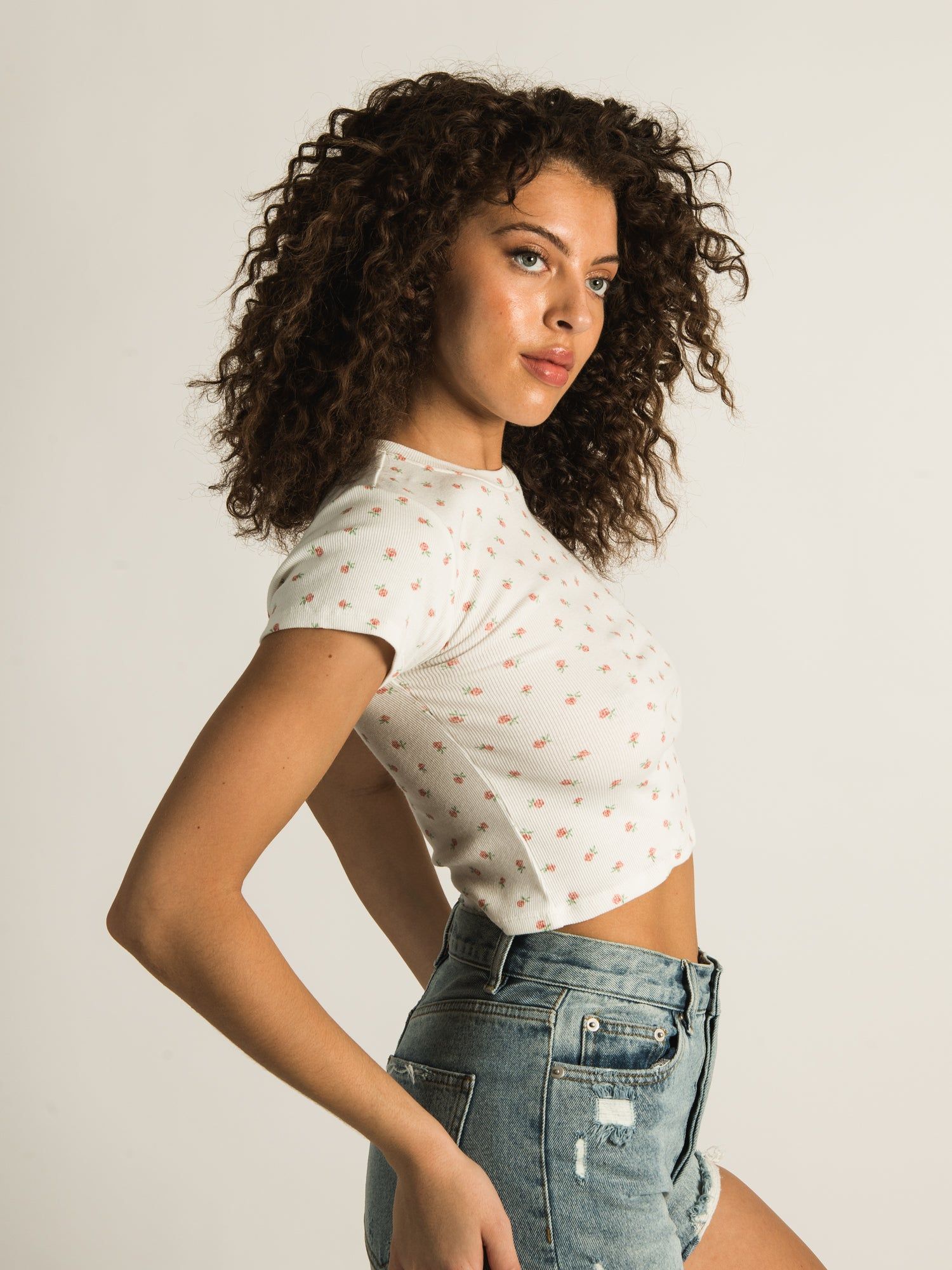 HARLOW RIBBED DITSY BABY TEE sold by Harlow product image thumbnail 3