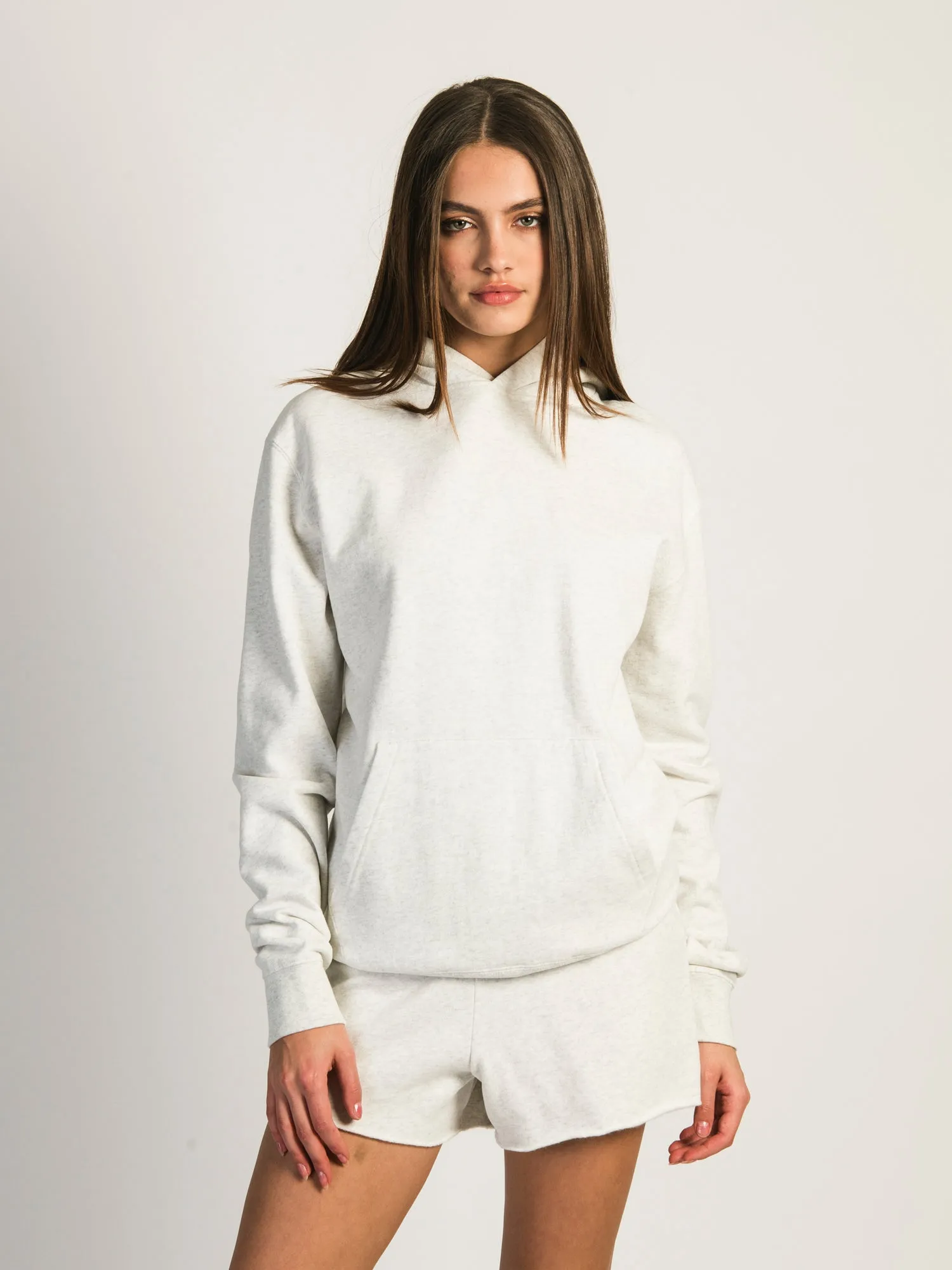 HARLOW HARLEY OVERSIZED MELANGE HOODIE - HEATHER CLOUD WHITE sold by Harlow