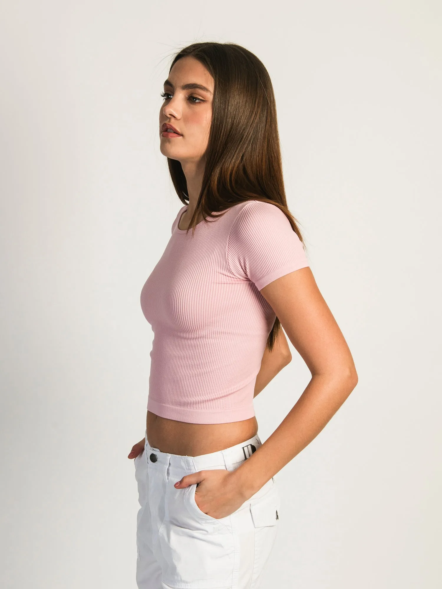 HARLOW RIBBED SEAMLESS TEE - BUBBLEGUM sold by Harlow product image thumbnail 2