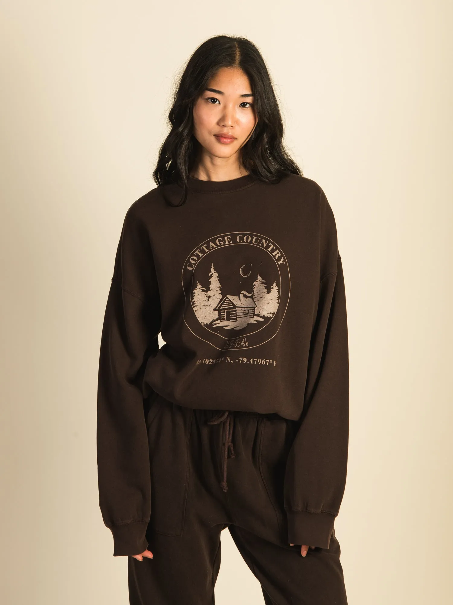 HARLOW MICHELLE VARSITY CREW SWEATSHIRT - CHOCOLATE sold by Harlow product image thumbnail 2
