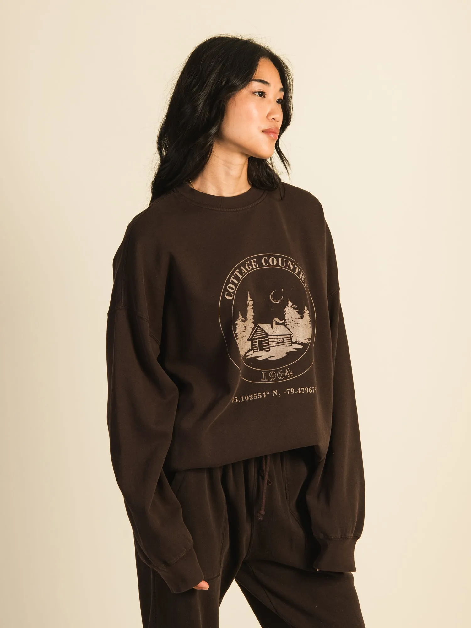 HARLOW MICHELLE VARSITY CREW SWEATSHIRT - CHOCOLATE sold by Harlow product image thumbnail 3