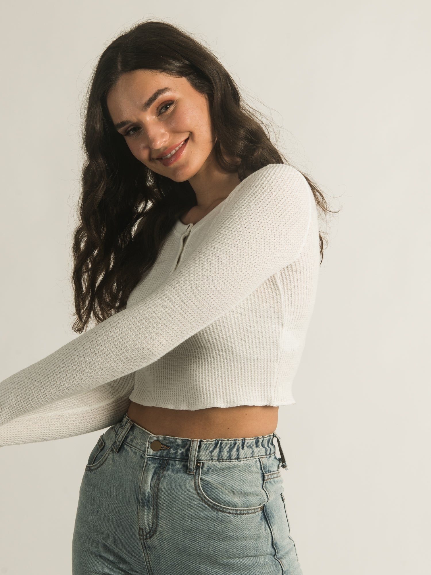 HARLOW WAFFLE LONG SLEEVE HENLEY sold by Harlow product image thumbnail 2