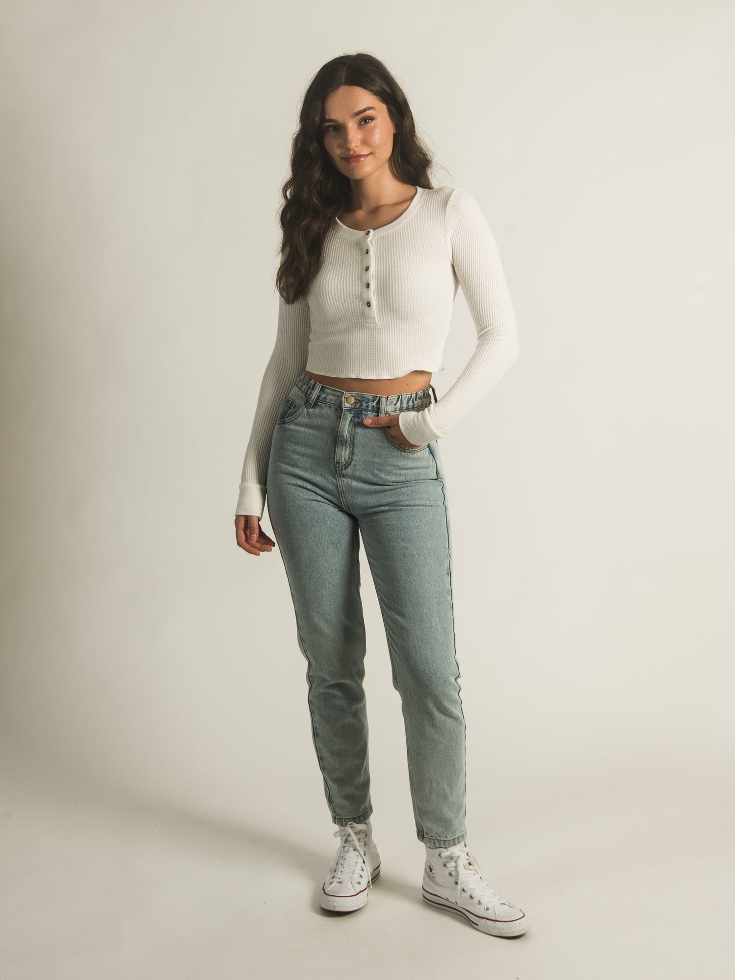 HARLOW WAFFLE LONG SLEEVE HENLEY sold by Harlow