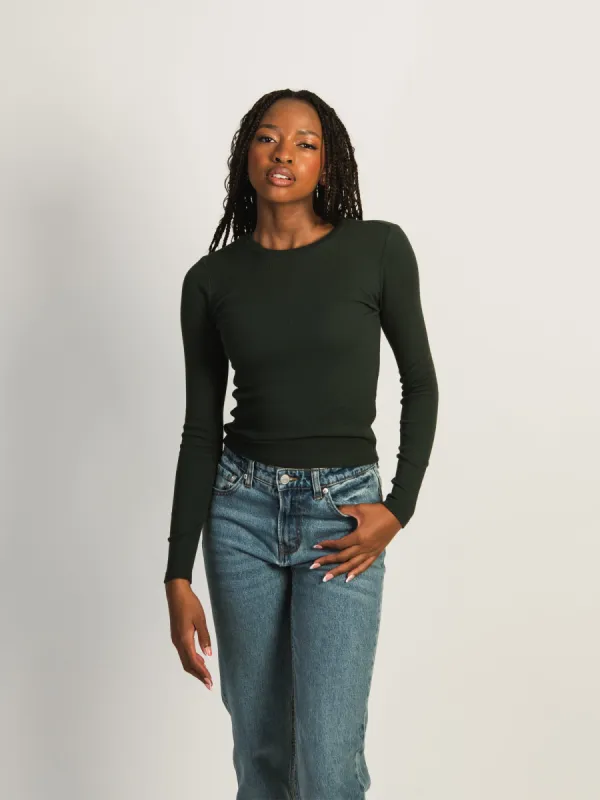 HARLOW ESSENTIAL LONG SLEEVE CREWNECK - FOREST sold by Harlow