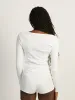 HARLOW PIA POINTELLE LONG SLEEVE HENLEY - OFF WHITE sold by Harlow