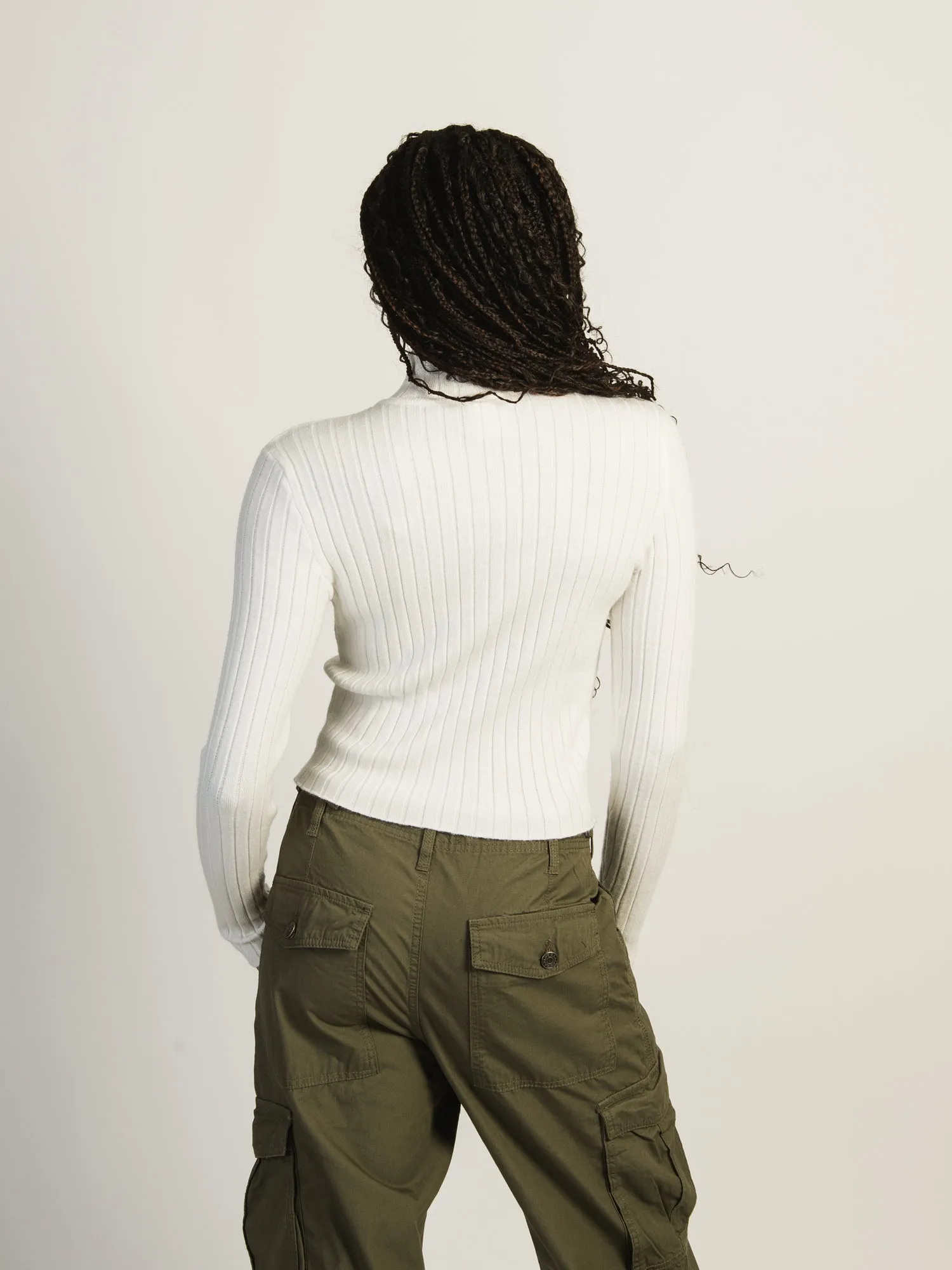 HARLOW RIBBED MOCKNECK ZIP UP - OFF WHITE sold by Harlow product image thumbnail 4