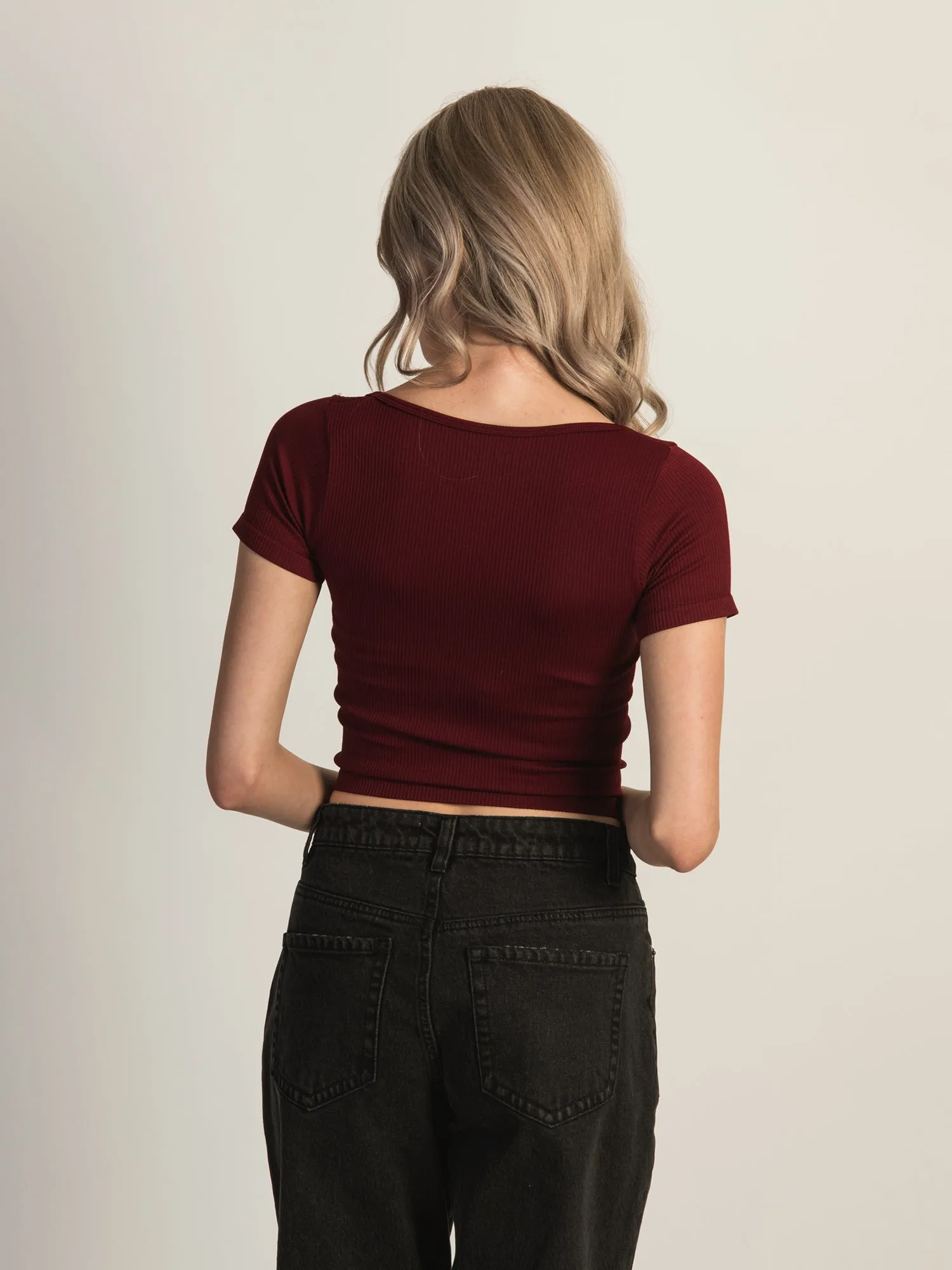 HARLOW SQUARENECK SEAMLESS TEE - BURGUNDY sold by Harlow product image thumbnail 3