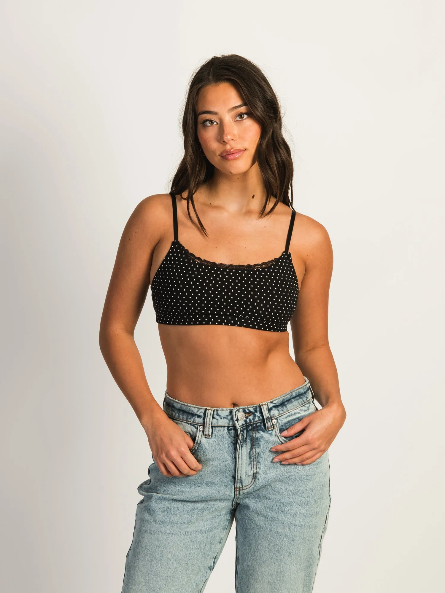 HARLOW CLASSIC SCOOP DITSY BRALETTE - BLACK sold by Harlow