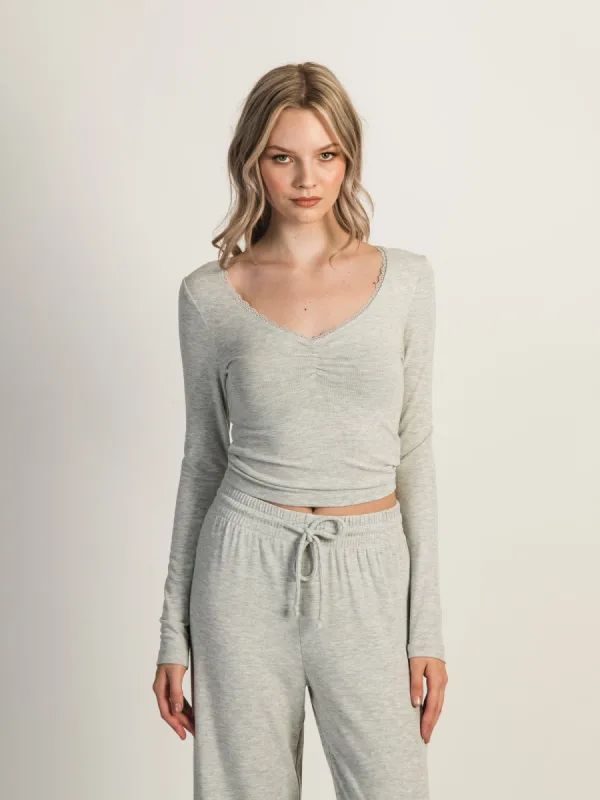 HARLOW ARABELLA MELANGE LONG SLEEVE - HEATHER GREY sold by Harlow