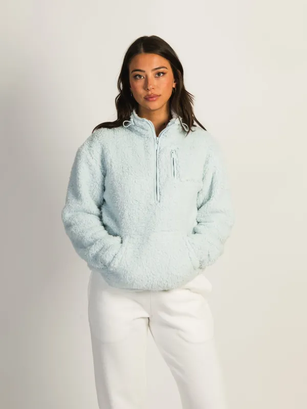 HARLOW TEDDY SHERPA QUARTER ZIP - LIGHT BLUE sold by Harlow