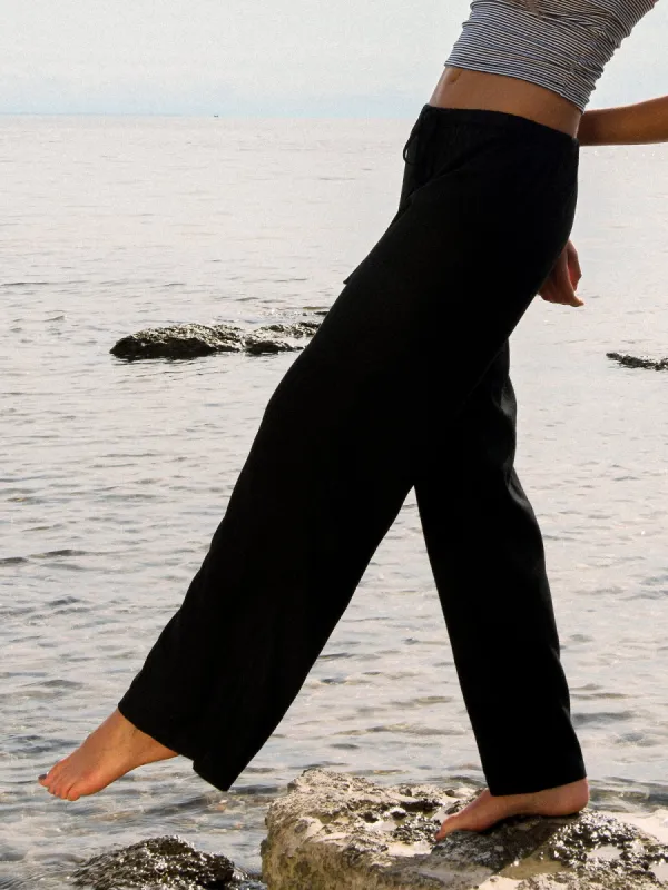 HARLOW LANA LINEN PANT - BLACK sold by Harlow